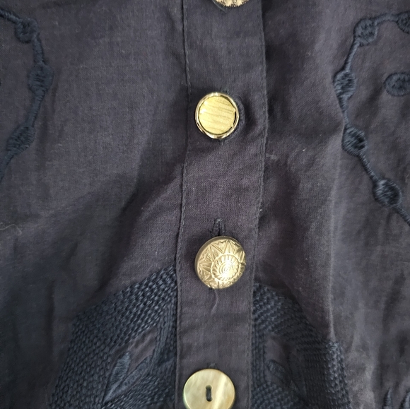 Soft Surroundings Alka Blue Mismatched Button Tunic Shirt Sz PL Costal Grandma - Picture 15 of 16